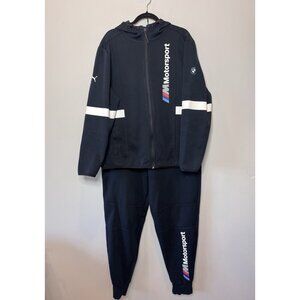 Puma Motorsports BMW Tracksuit Black Full Zip Hoodie JoggerPant Men XL & XXL EUC